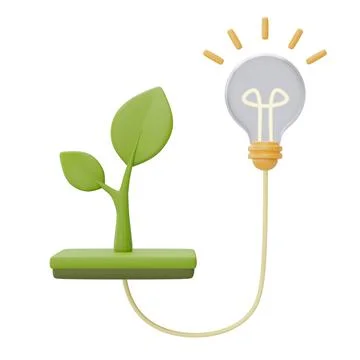 Alternative source of electricity concept with Seedling and light bulb,eco fr Illustration