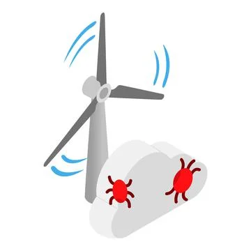 Alternative technology icon isometric vector. Cloud with software bug windmill Illustrazione stock