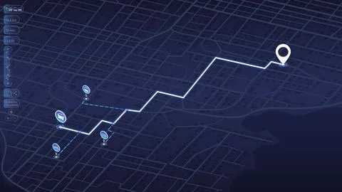 Alternative transport with location system. GPS navigator screen. Fragments. Ilustração Stock