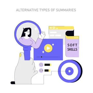 Alternative types summaries. Flat Vector Illustration イラスト素材