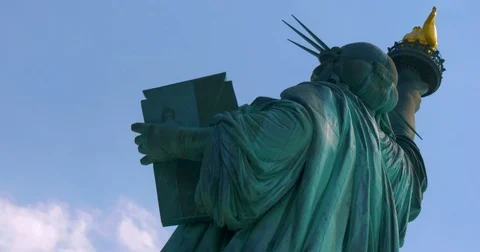 Alternative unique view of Statue of Liberty Stock Footage 79073804