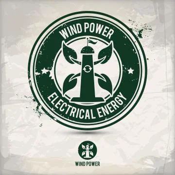Alternative wind energy stamp Stock Illustration