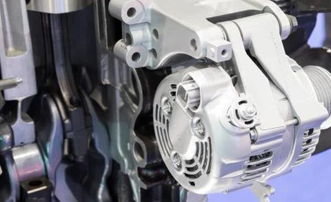 An alternator in engine to generate electric Stock Photos