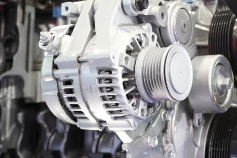 An alternator in engine to generate electric Stock Photos