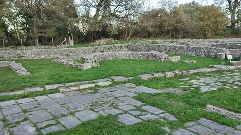 Altilia - Panoramica degli edifici pubblici del Foro del Parco Archeologico  Stock-Footage 257201145