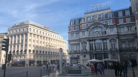 Altis Avenida Hotel at  Praça dos Restauradores in Central Lisbon Stock Footage 139371953