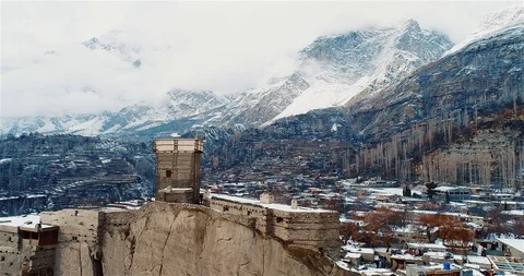 Altit fort with altit Vilage Stock Footage 124417384