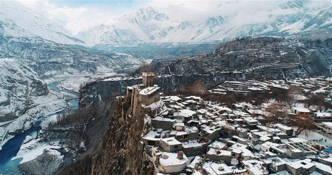 Altit fort with altit Vilage Stock Footage 124417474