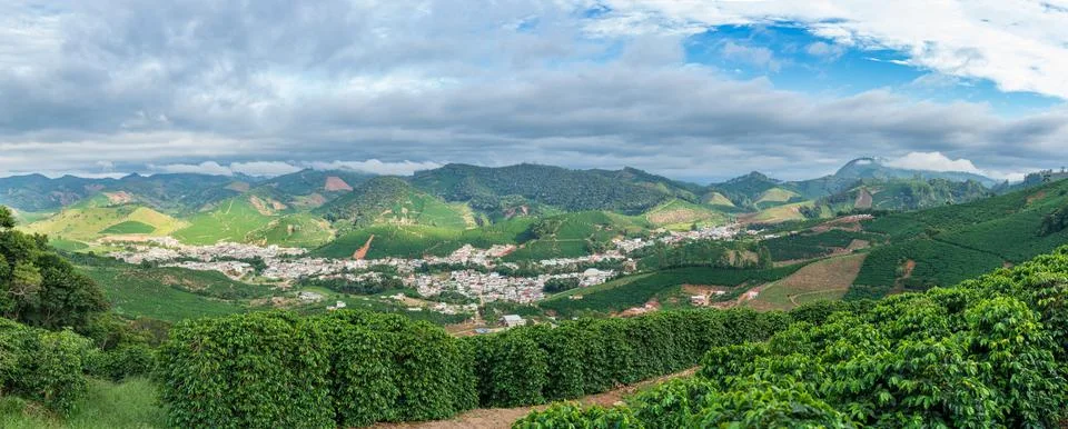 Alto Caparao panorama, the coffee city at the foot of Pico de Bandeira Stock Photos