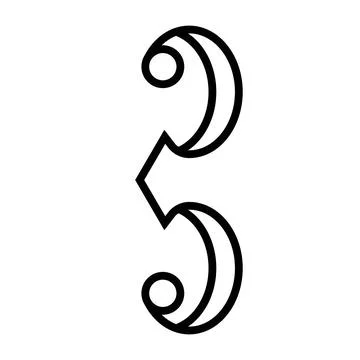 Alto clef icon linear logo mark in black and white Stock Illustration