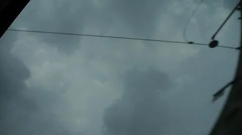Altocumulus cloud in blue sky in rural countryside.Speeding train travel. Stock Footage 16375344