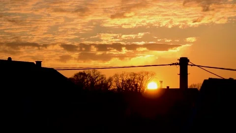 Altocumulus cloud during sunset above suburb Stock Footage 172218329
