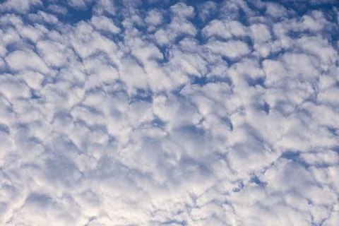 Altocumulus cloud formation creating textured mackerel sky atmospheric patter Stock Photos