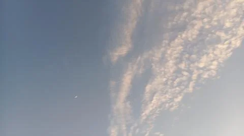 Altocumulus cloud formations in blue sky with sunlight texture Photos