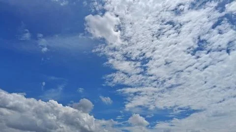 Altocumulus cloud,cumulus with thick shape and grey shadow.Sky cloud background Stock Photos