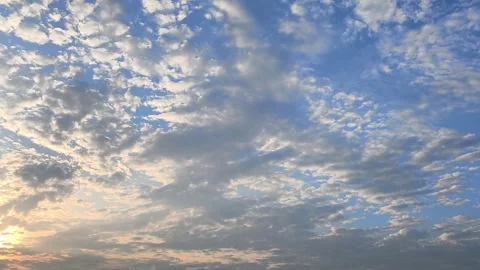 Altocumulus Clouds in Blue Sunset Sky Stock Footage 336859027