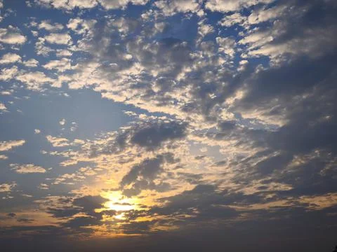 Altocumulus Clouds in Blue Sunset Sky Photos