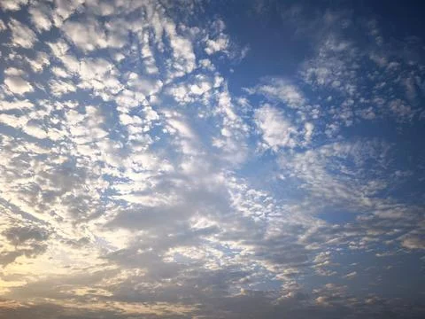 Altocumulus Clouds in Blue Sunset Sky Photos