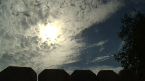 Altostratus Clouds Blanketing the Sky Behind a Fence Stock Footage