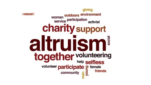 Altruism figure animated word cloud, text design animation. Stock Footage