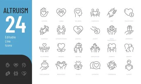 Altruism Line Editable Icons set. Stock Illustration
