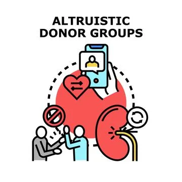Altruistic organ donor groups matching through network Stock Illustration