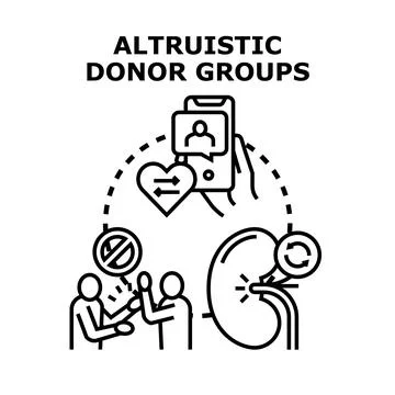 Altruistic organ donor groups matching through network Stock Illustration