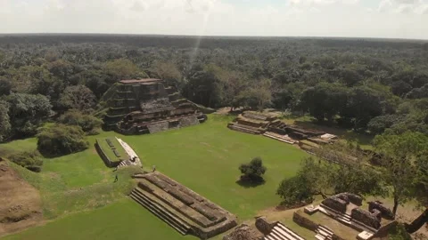 Altun Ha, Mayan Temple in Belize Drone Video Shot, Aerial Footage Stock Footage 230810502