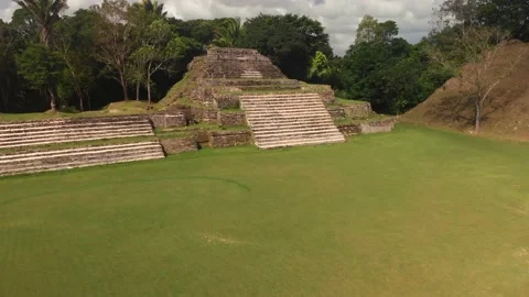 Altun Ha, Mayan Temple in Belize Drone Video Shot, Aerial Footage Stock Footage 230813313
