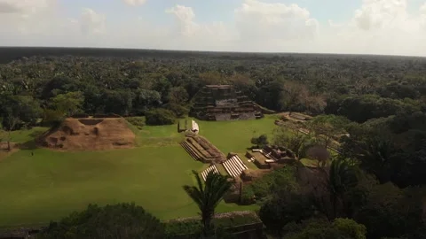 Altun Ha, Mayan Temple in Belize Drone Video Shot, Aerial Footage Stock Footage 230813552