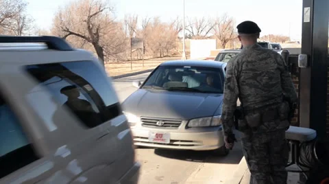 Altus AFB Main Gate ID Checks Stock Footage 34095287