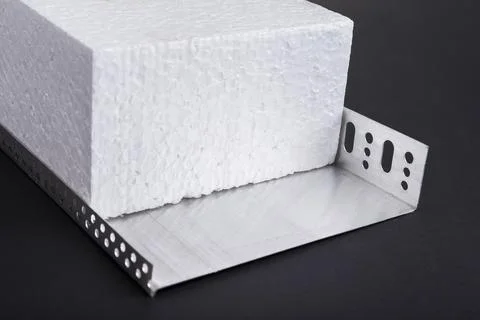 Aluminium base track for a wall insulation Stock Photos