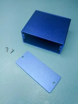 Aluminium box for DIY electronics projects Stock Photos