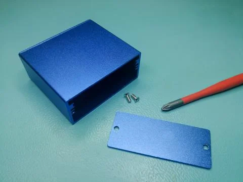 Aluminium box for DIY electronics projects Stock Photos