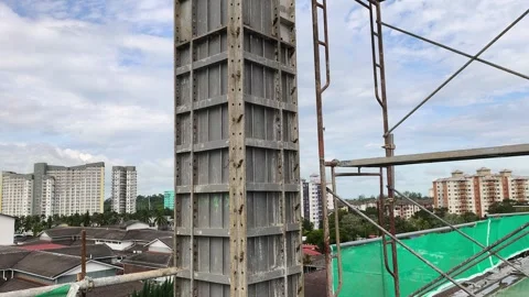 Aluminium Formwork System for Concrete Pillars on Construction Site Vidéo 338427097