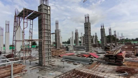 Aluminium Formwork System for Concrete Pillars on Construction Site Vidéo 338427225
