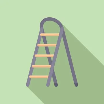 Aluminium ladder icon flat vector. Wood construction Stock Illustration