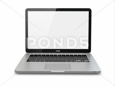Aluminium laptop on white background. three-dimensional image. Stock Illustration
