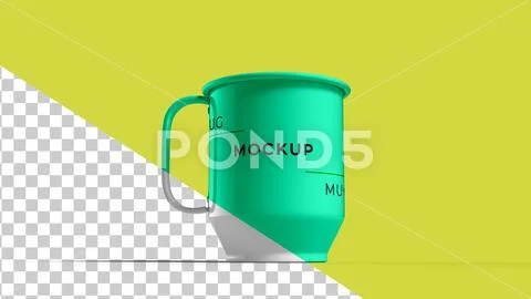 Aluminium mug mockup on set PSD Template