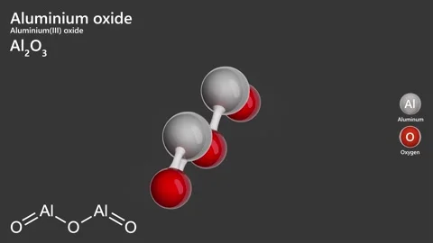 Aluminium Oxide. 3D model of a molecule.Al2O3. Gray background. 3D render Stock Footage 291862532