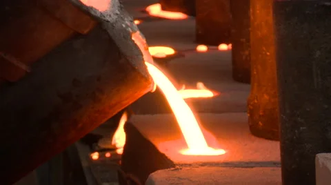 Aluminium pour in Foundary Stock Footage 68801241