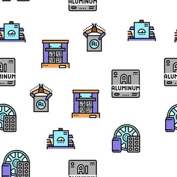 Aluminium Production Vector Seamless Pattern 스톡 일러스트