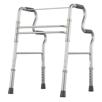 Aluminium Walking Frame. Adjustable Height Walker with Anti-Slip Feet. 3D r.. Stock-Illustration