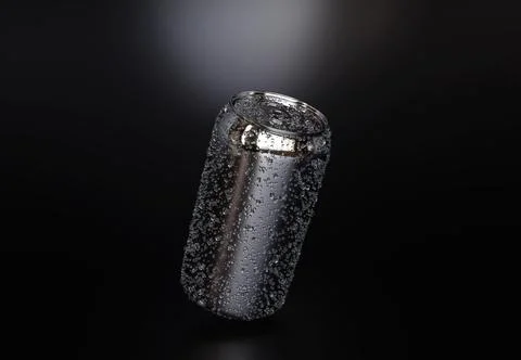 Aluminum beer or soda can with clod and droplet condensation, fresh water drops Stock Illustration