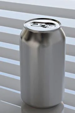 Aluminum beverage can on reflective surface Stock Illustration