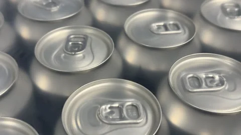Aluminum beverage cans packed in bulk and arranged in multipacks for wholesale Stock Footage 345173528