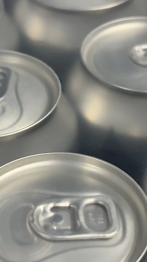 Aluminum beverage cans packed in bulk and arranged in multipacks for wholesale Stock Footage 345173899