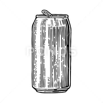 Aluminum can. Hand drawn vector vintage engraving illustration isolatedon on Stock Illustration