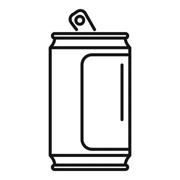 Aluminum can with open ring pull tab icon, thin line style イラスト素材