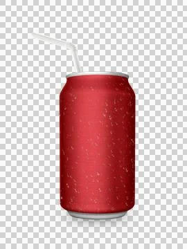 Aluminum can with the ring pull and straw transparent background Stock Illustration